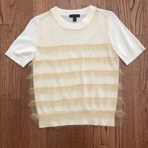 J.CREW RUFFLED TULLE MERINO WOOL T-SHIRT